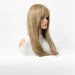 Perruque Blonde, Longue et Lisse en Fibres Kanekalon, pour Femme