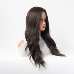 Perruque Brun Foncé, Ondulée en Fibres Kanekalon, pour Femme