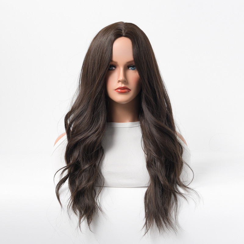 Perruque Brun Foncé, Ondulée en Fibres Kanekalon, pour Femme