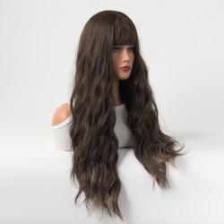 Perruque Brune, Longue et Ondulée, pour Femme
