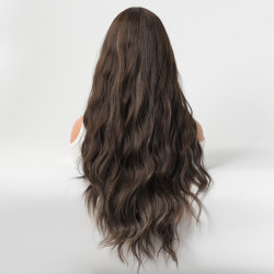 Perruque Brune, Longue et Ondulée, pour Femme