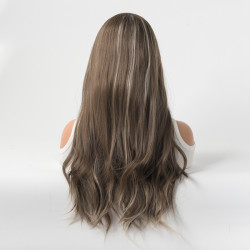 Perruque Brune, Ondulée en Fibres Kanekalon, pour Femme