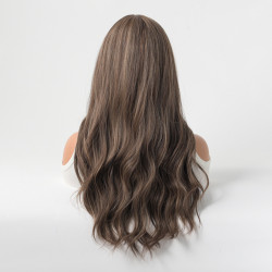 Perruque Brune, Longue et Ondulée en Fibres Kanekalon, pour Femme