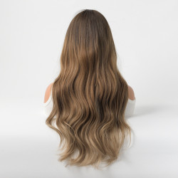 Perruque Brun Ombré, Ondulée en Fibres Kanekalon, pour Femme