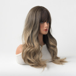Perruque Blond Ombré, Ondulée en Fibres Kanekalon, pour Femme