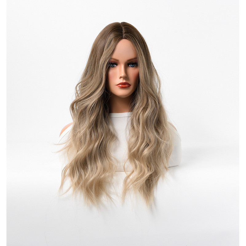 Perruque Blond Ombré, Longue et Ondulée en Fibres Kanekalon, pour Femme