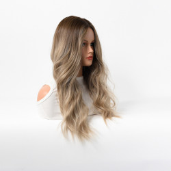 Perruque Blond Ombré, Longue et Ondulée en Fibres Kanekalon, pour Femme
