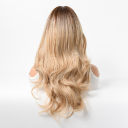 Perruque Blonde, Longue et Ondulée, en Fibres Kanekalon, pour Femme
