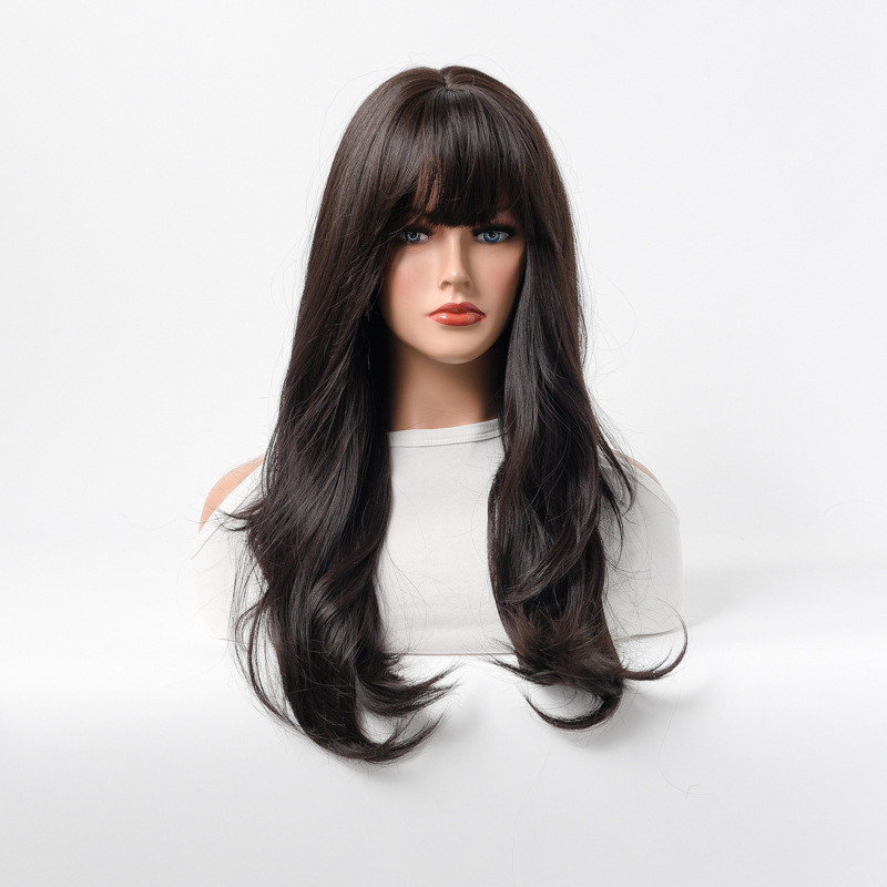Perruque Brune, Longue et Synthétique, pour Femme