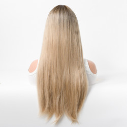 Perruque Blonde, Longue et Lisse en Fibres Kanekalon, pour Femme