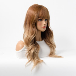 Perruque Blond Cuivré, Longue et Ondulée en Fibres Kanekalon, pour Femme