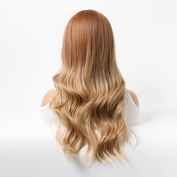 Perruque Blond Cuivré, Longue et Ondulée en Fibres Kanekalon, pour Femme