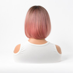 Perruque Bob Rose Ombré, Courte et Lisse, pour Femme