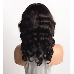 Perruque Brésilienne Brune, Ondulée avec Lace Frontale en Dentelle, pour Femme