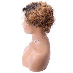 Perruque Afro-Caribéenne, Courte et Ondulée, en Cheveux Naturels, pour Femme