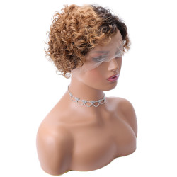Perruque Afro-Caribéenne, Courte et Ondulée, en Cheveux Naturels, pour Femme