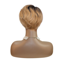 Perruque Courte en Cheveux Naturels, pour Femme