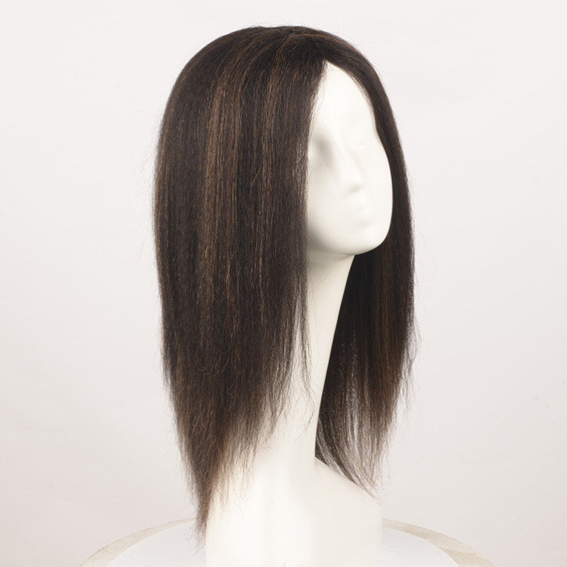 Perruque Lisse en Cheveux Naturels, avec Bonnet en Dentelle HD, pour Femme