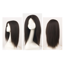 Perruque Lisse en Cheveux Naturels, avec Bonnet en Dentelle HD, pour Femme