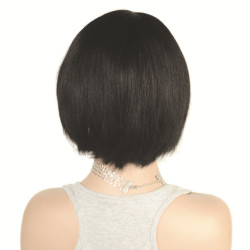 Perruque Noire, Lisse en Cheveux Naturels, pour Femme