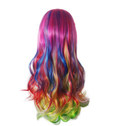 Perruque Cosplay Arc-En-Ciel, pour Femme