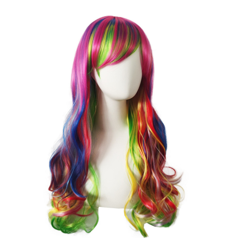 Perruque Cosplay Arc-En-Ciel, pour Femme