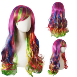 Perruque Cosplay Arc-En-Ciel, pour Femme