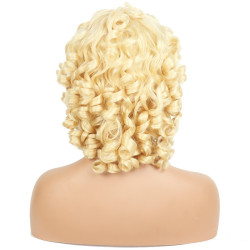 Perruque Blonde, Courte et Bouclée avec Frange, pour Femme