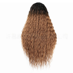 Perruque Longue et Bouclée avec Lace Frontale en Dentelle, pour Femme