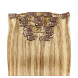Extension à Clips, de Cheveux Naturels Blonds, pour Femme