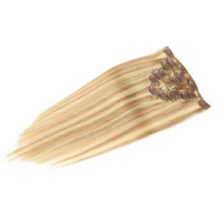 Extension à Clips, de Cheveux Naturels Blonds, pour Femme