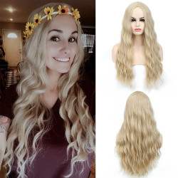 Perruque Blonde Longue et Ondulée, pour Femme