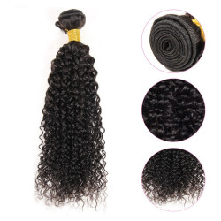 Lot d'Extension de Cheveux Brésiliens, Noirs et Bouclés, pour Femme