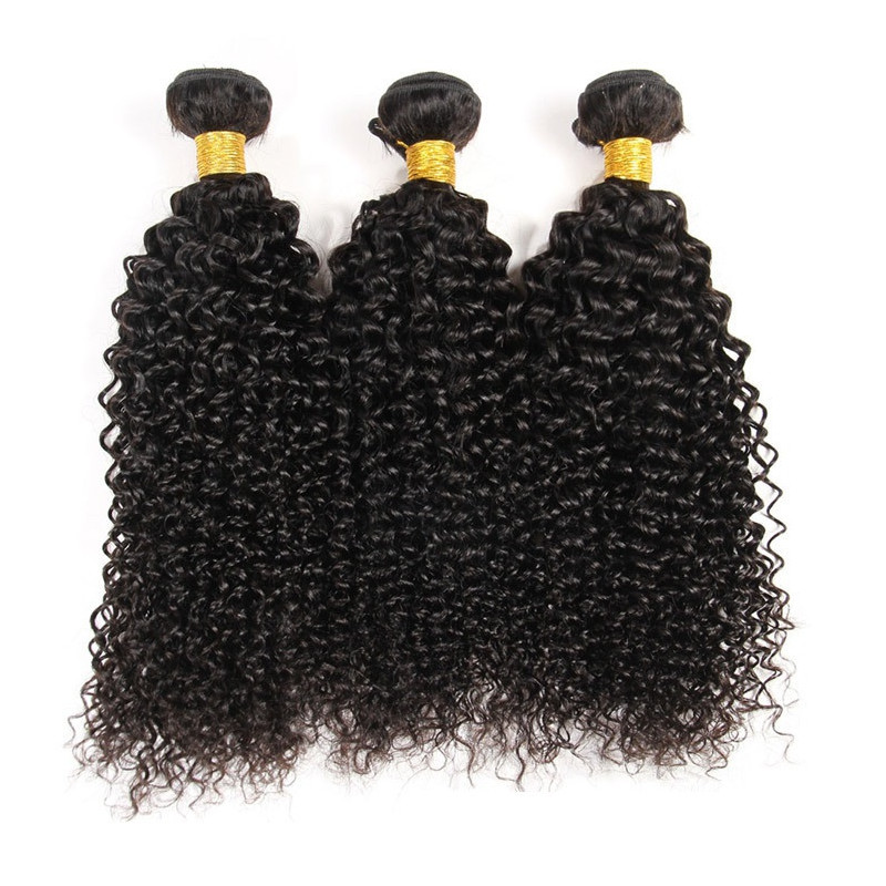 Lot d'Extension de Cheveux Brésiliens, Noirs et Bouclés, pour Femme
