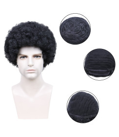 Perruque Noire Afro, pour Homme