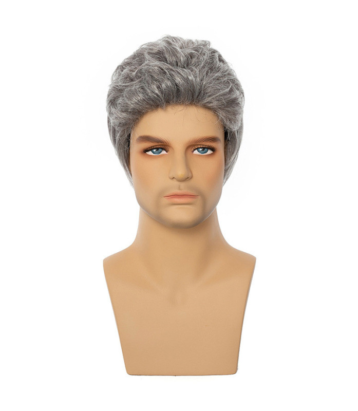Perruque Cosplay Grise et Courte, pour Homme