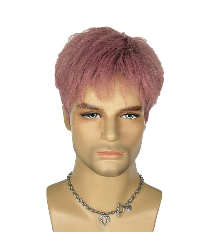 Perruque Rose, Courte et Lisse, pour Homme