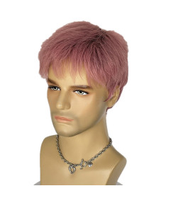 Perruque Rose, Courte et Lisse, pour Homme