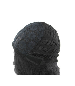 Perruque Noire, Ondulée et Synthétique à Fermeture, pour Femme