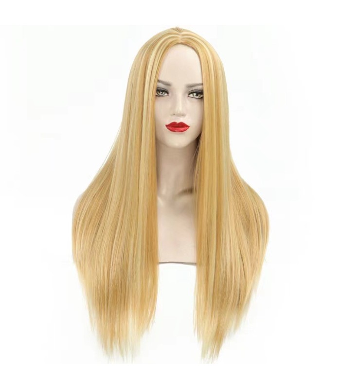 Perruque Blond Doré, Longue et Lisse, pour Femme