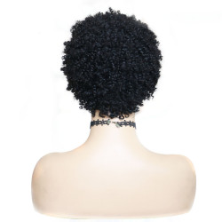 Perruque Noire et Bouclée, sans Raie, pour Femme