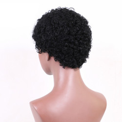 Perruque Noire, Courte et Bouclée, pour Femme