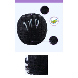 Perruque Noire, Courte et Bouclée, pour Femme