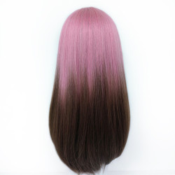 Perruque Rose Ombré, Longue et Lisse, pour Femme
