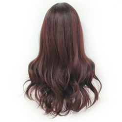 Perruque Brune et Rouge, Longue et Ondulée, pour Femme