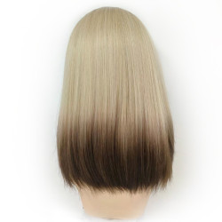 Perruque Blonde, Longue, Lisse et Synthétique avec Lace Frontale en Dentelle, pour Femme