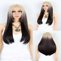 Perruque Longue, Lisse et Synthétique, pour Femme