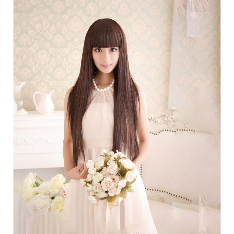 Perruque Longue et Lisse avec Lace Frontale en Dentelle, pour Femme