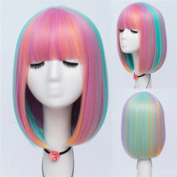 适合圆脸假发短发女2021年时尚新款造型bobo头仿真全头套式假发套