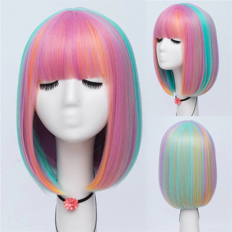 适合圆脸假发短发女2021年时尚新款造型bobo头仿真全头套式假发套